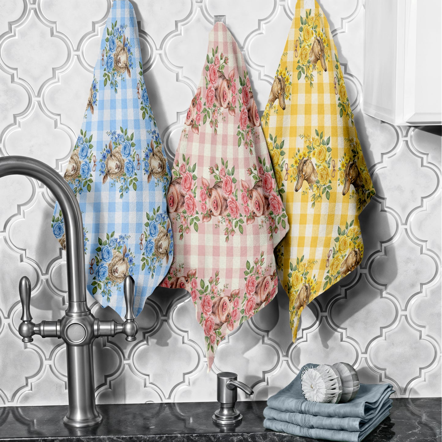 Farm Animals (Set of 3) Dish Cloth
