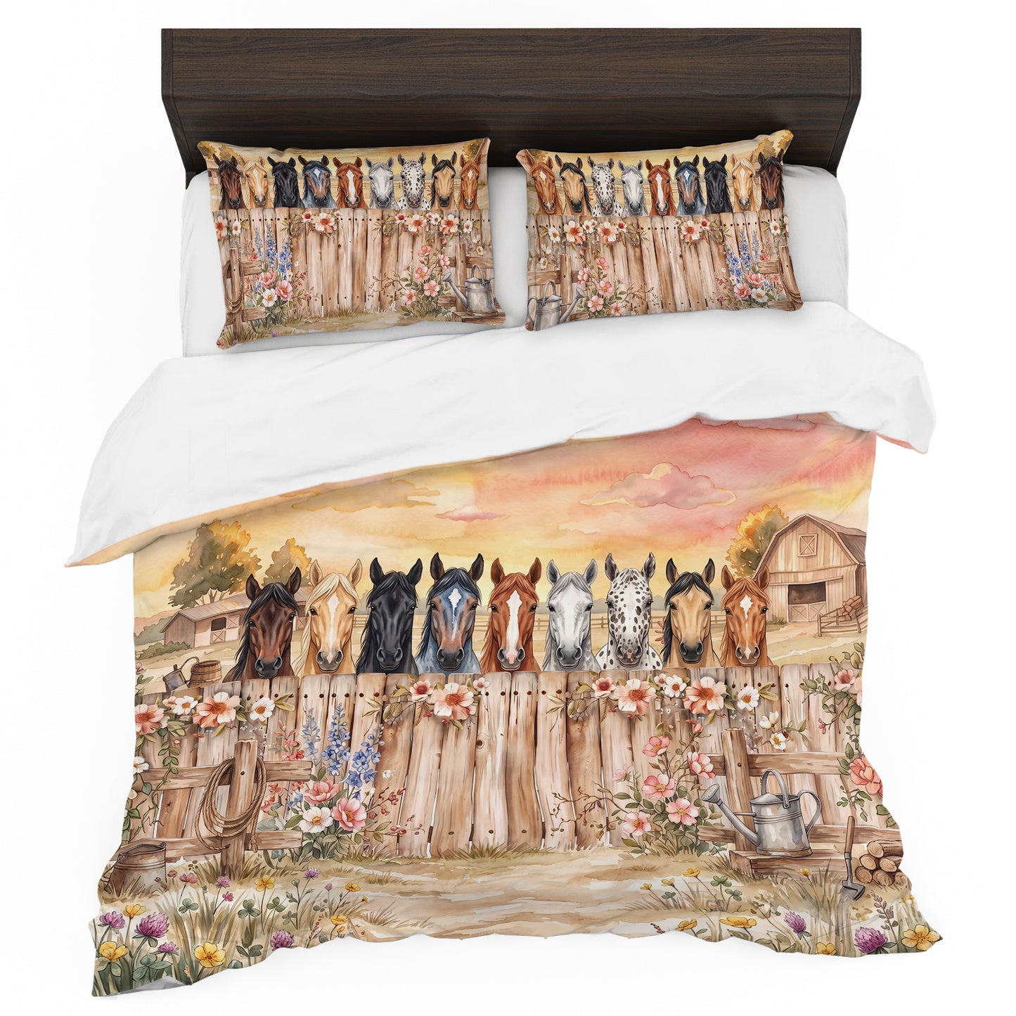 Farmhouse Horses Gathering Duvet Cover Set
