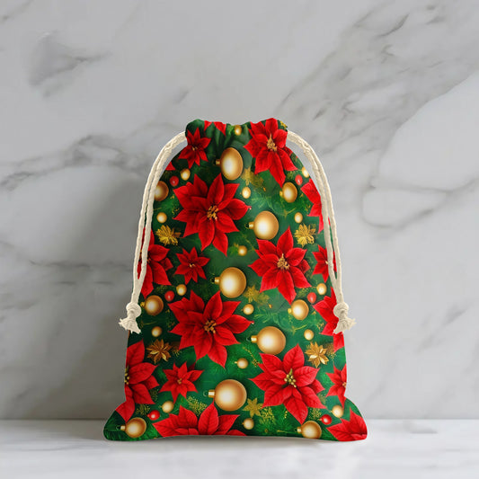 Festive Poinsettias Gift Sack
