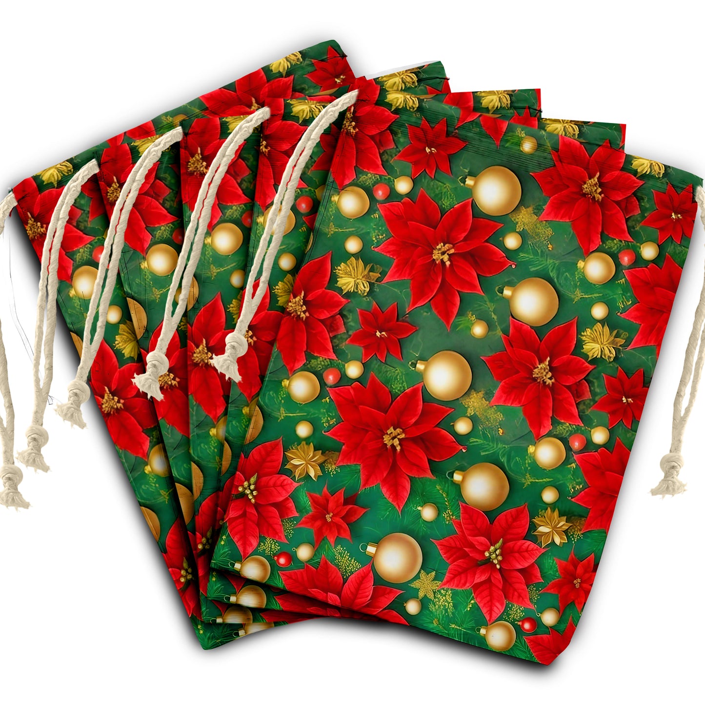 Festive Poinsettias Gift Sack