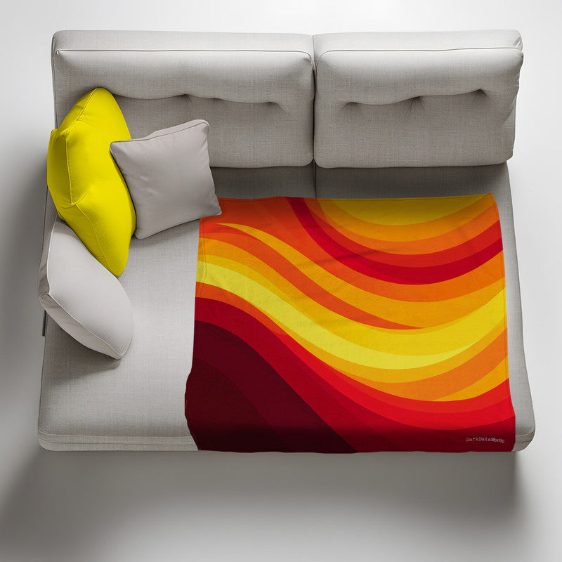 Fiery Sunset Waves Light Weight Fleece Blanket by Wikus Schalkwyk