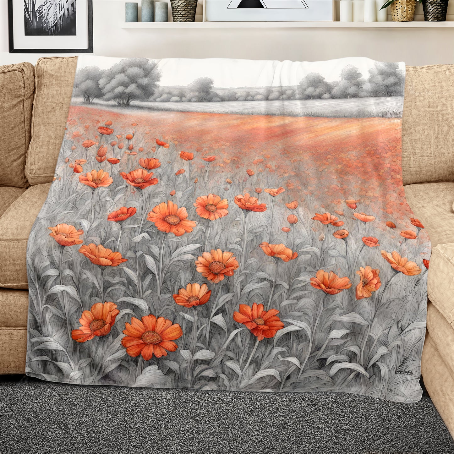 Fiery Blossoms Light Weight Fleece Blanket by Nathan Pieterse