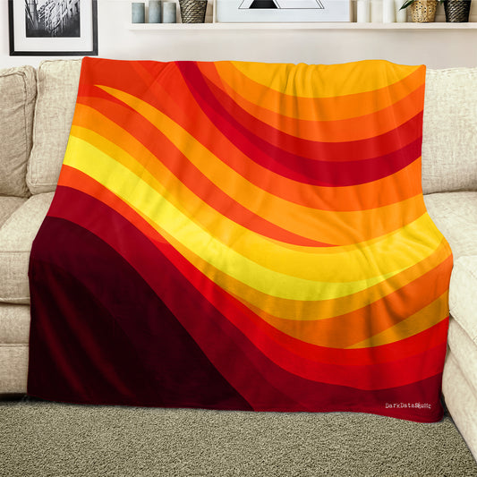 Fiery Sunset Waves Light Weight Fleece Blanket by Wikus Schalkwyk