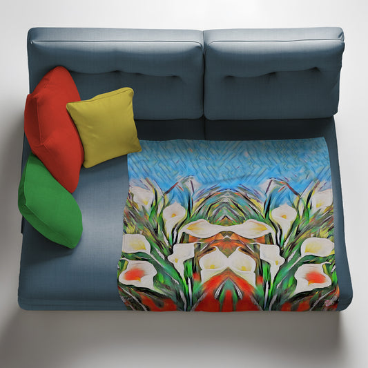 Arum Lillies Light Weight Fleece Blanket by Jinge for Fifo
