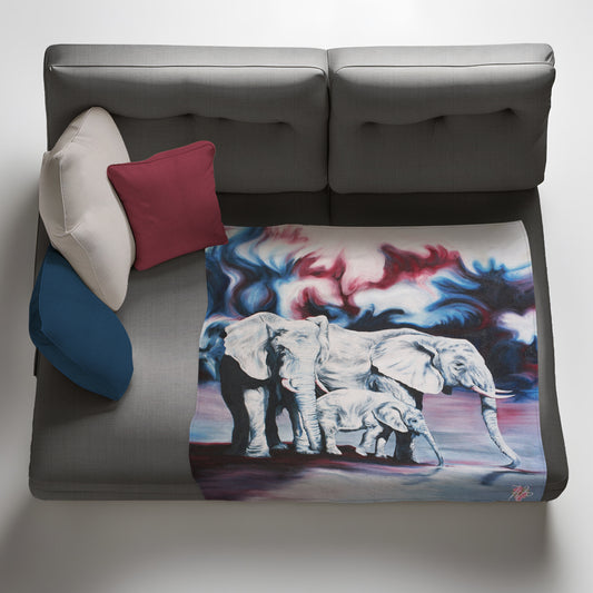 Colourful Dream Elephants Light Weight Fleece Blanket by Fifo
