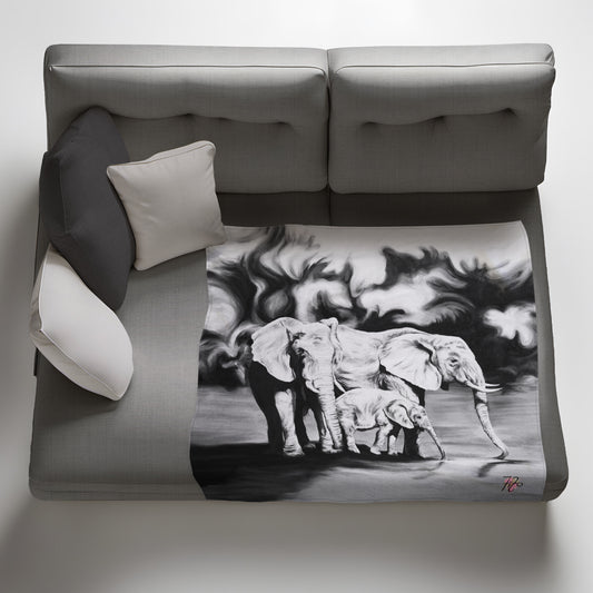 Dream Elephants Light Weight Fleece Blanket by Fifo