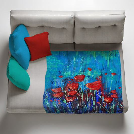 Impressionist Tulips Light Weight Fleece Blanket by Jinge for Fifo