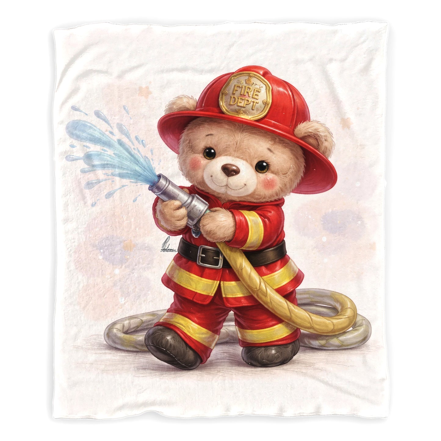 Firefighter Teddy Baby Fleece Blanket by Nathan Pieterse