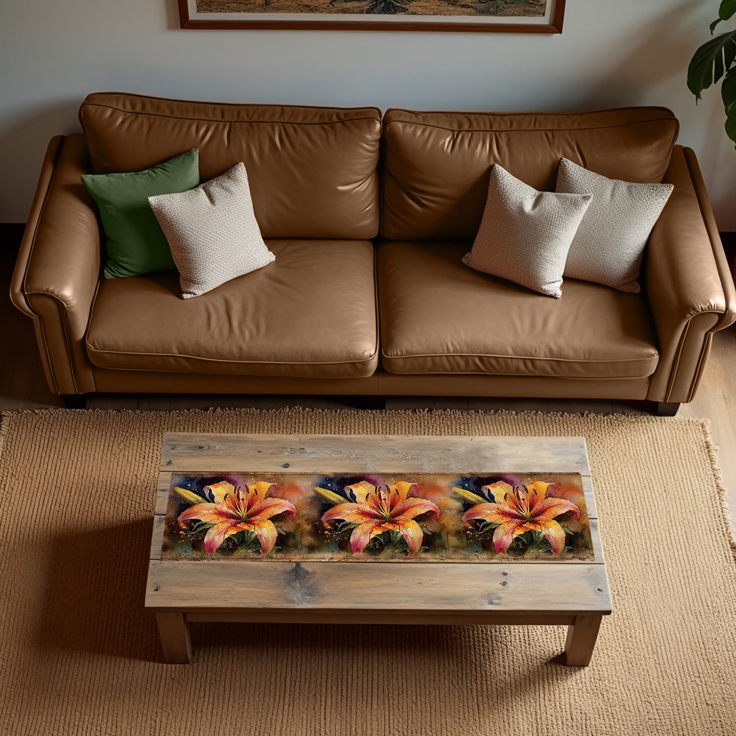 Flame Lilies 160cm Table Runner