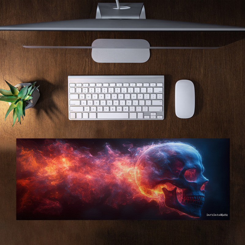 Flaming Ghost Skull Large Desk Pad by Wikus Schalkwyk