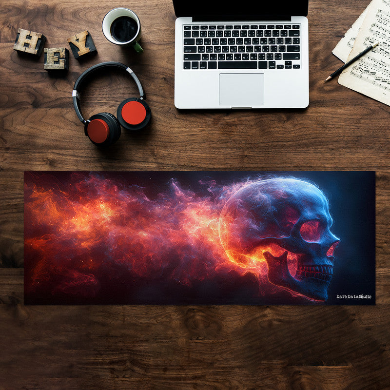 Flaming Ghost Skull Large Desk Pad by Wikus Schalkwyk