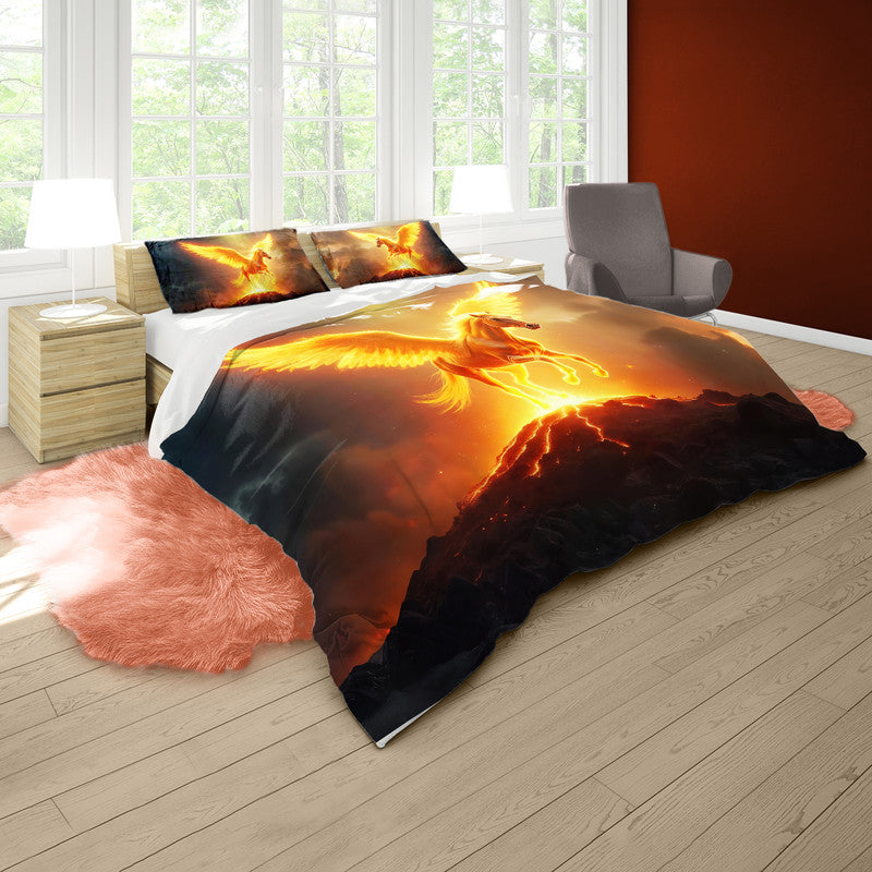 Flaming Pegasus Duvet Cover Set