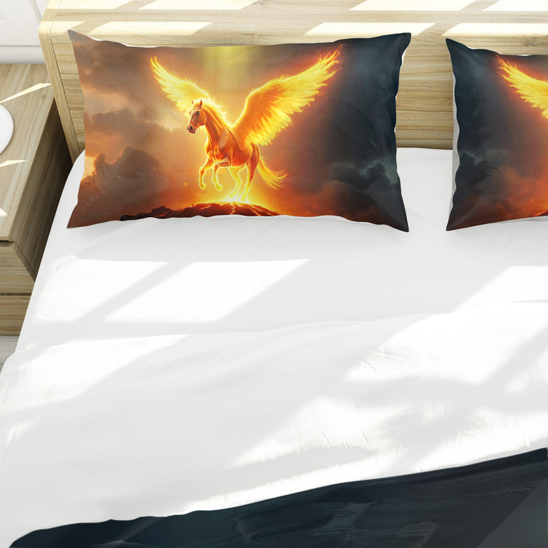 Flaming Pegasus Duvet Cover Set