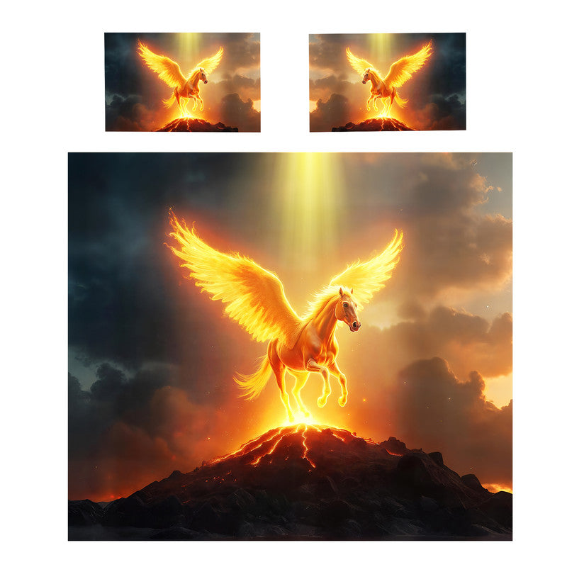 Flaming Pegasus Duvet Cover Set