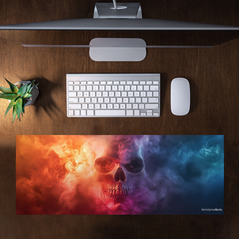 Flaming Soul Rooted Skull Large Desk Pad by Wikus Schalkwyk