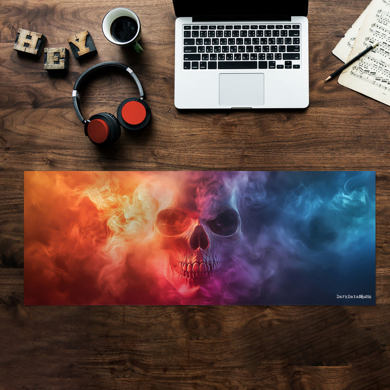 Flaming Soul Rooted Skull Large Desk Pad by Wikus Schalkwyk