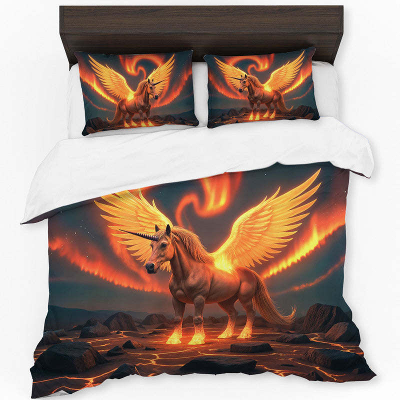 Flaming Unicorn Duvet Cover Set
