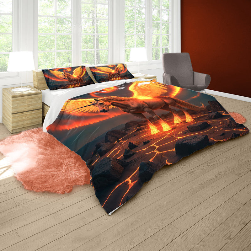 Flaming Unicorn Duvet Cover Set