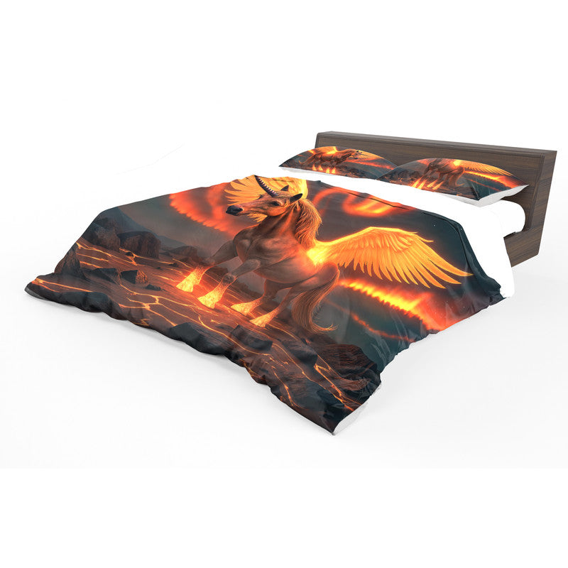 Flaming Unicorn Duvet Cover Set