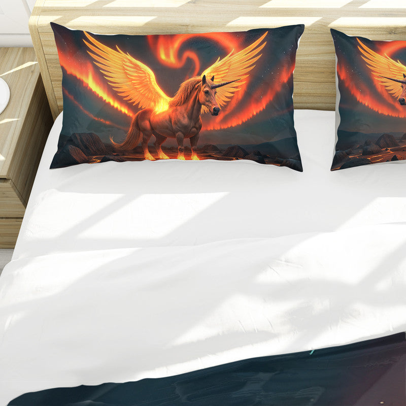 Flaming Unicorn Duvet Cover Set
