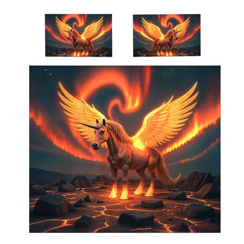 Flaming Unicorn Duvet Cover Set