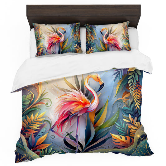 Flamingo Forest Duvet Cover Set