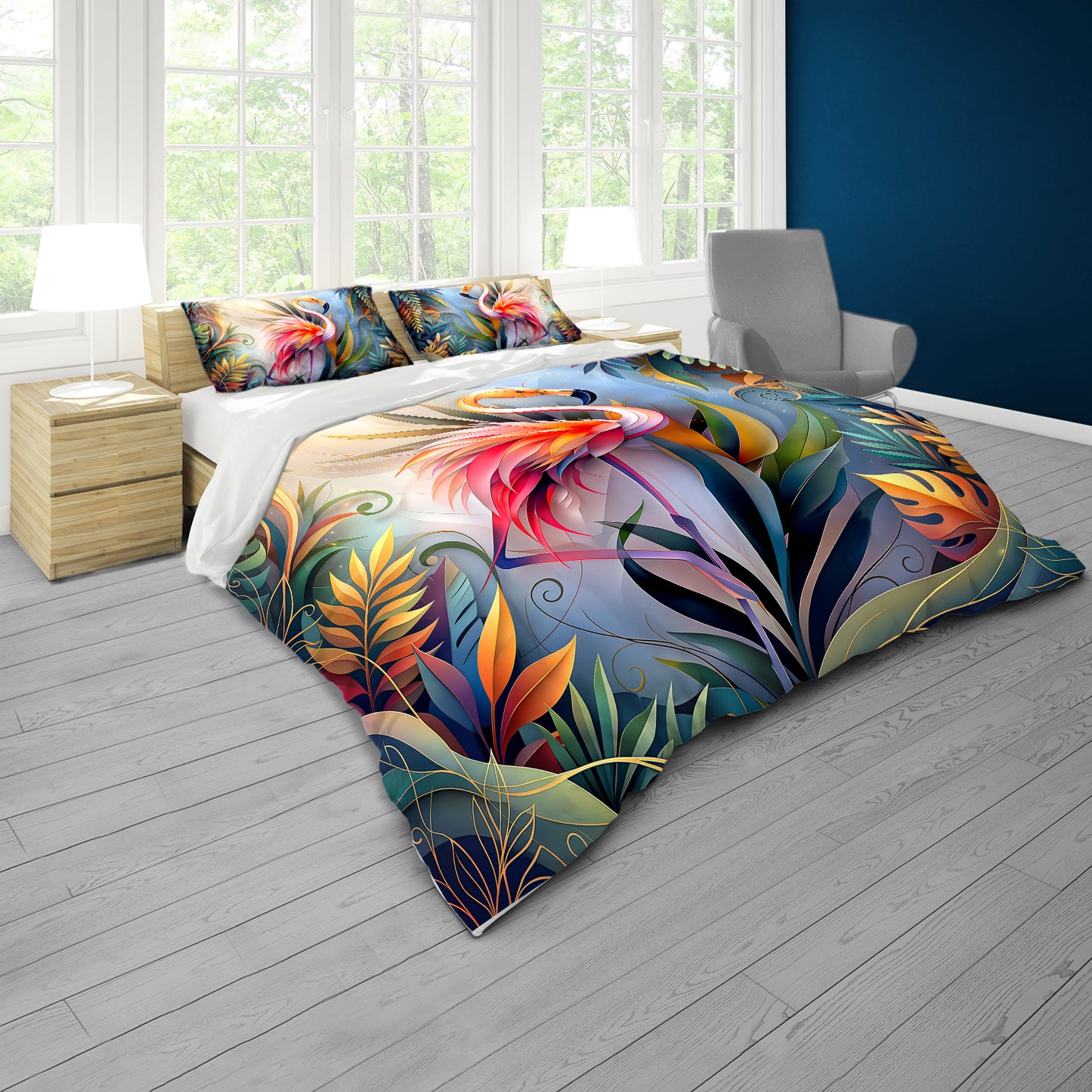 Flamingo Forest Duvet Cover Set