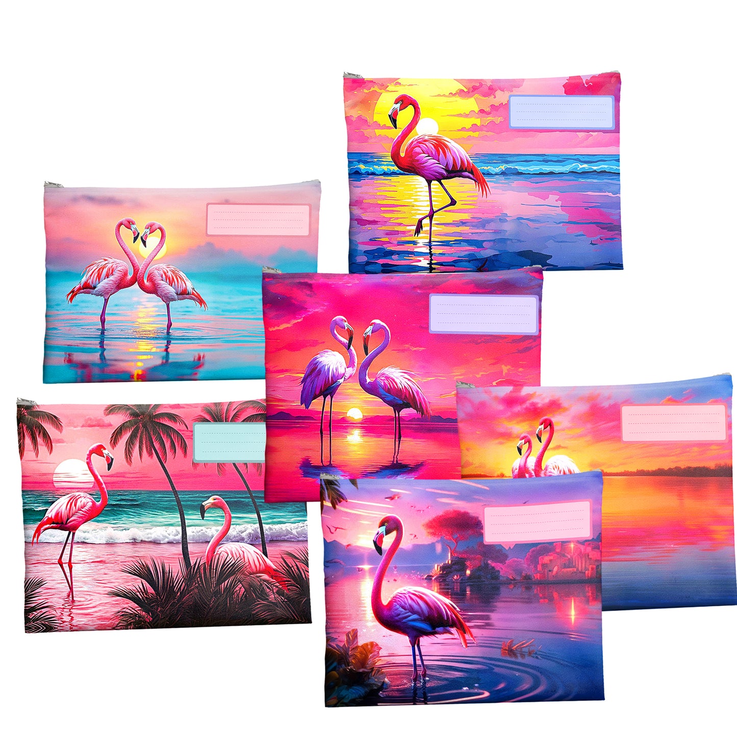 Flamingo Subject Savvy Book Bags Set of 6