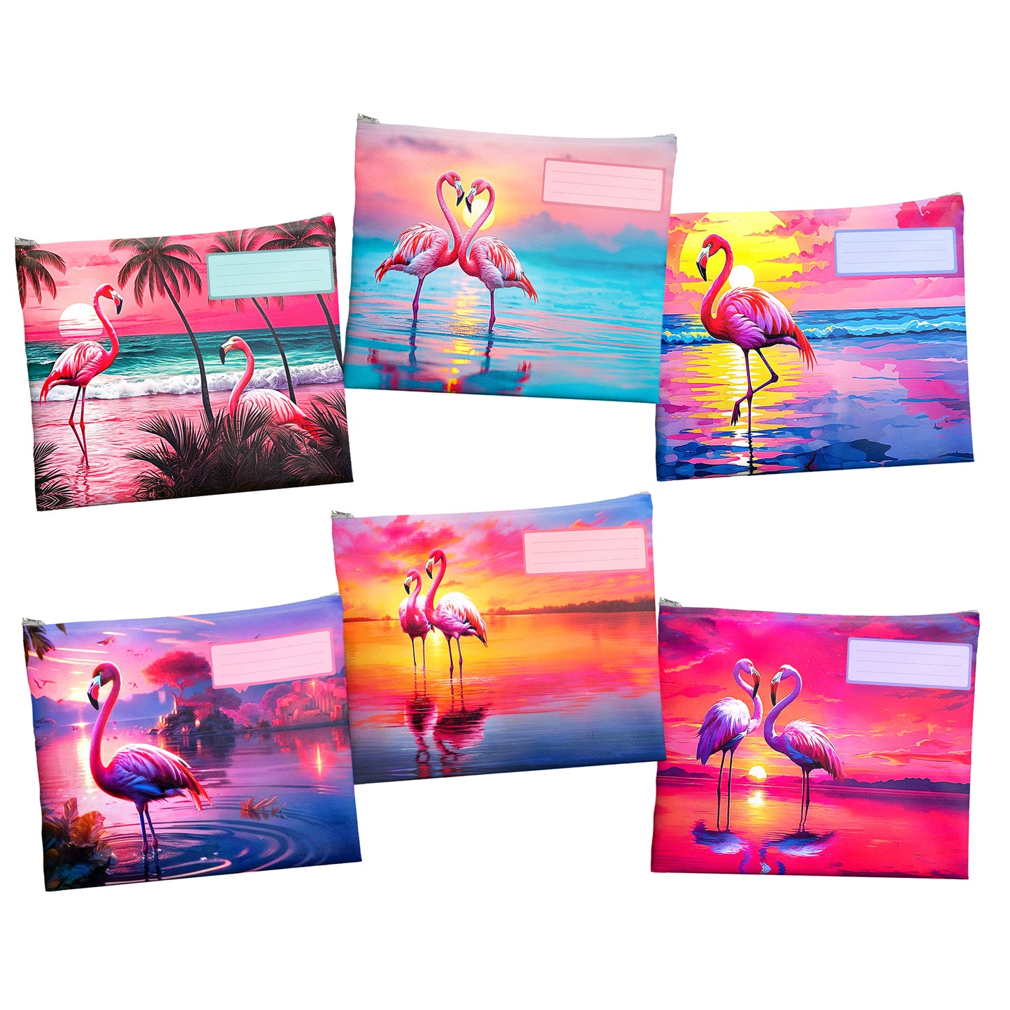 Flamingo Subject Savvy Book Bags Set of 6