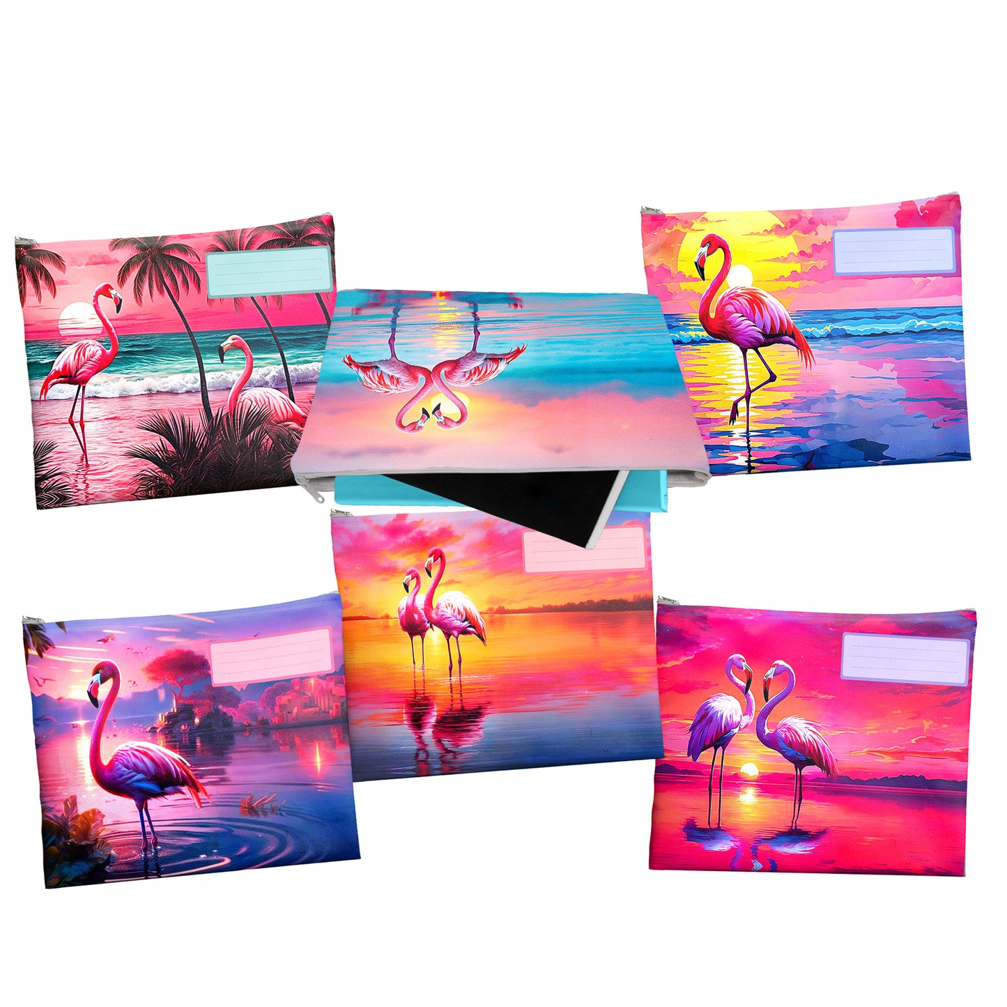 Flamingo Subject Savvy Book Bags Set of 6