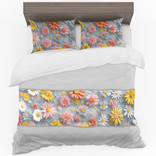 Floating Flowers Bed Runner and Optional Pillowcases