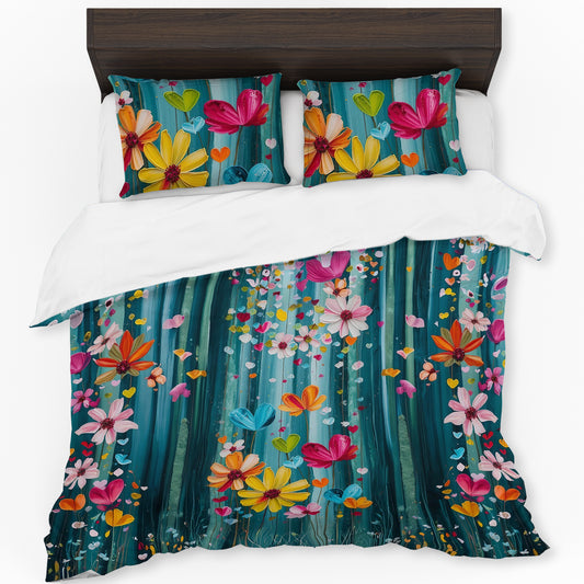 Floating Multicolour Daisies Duvet Cover Set