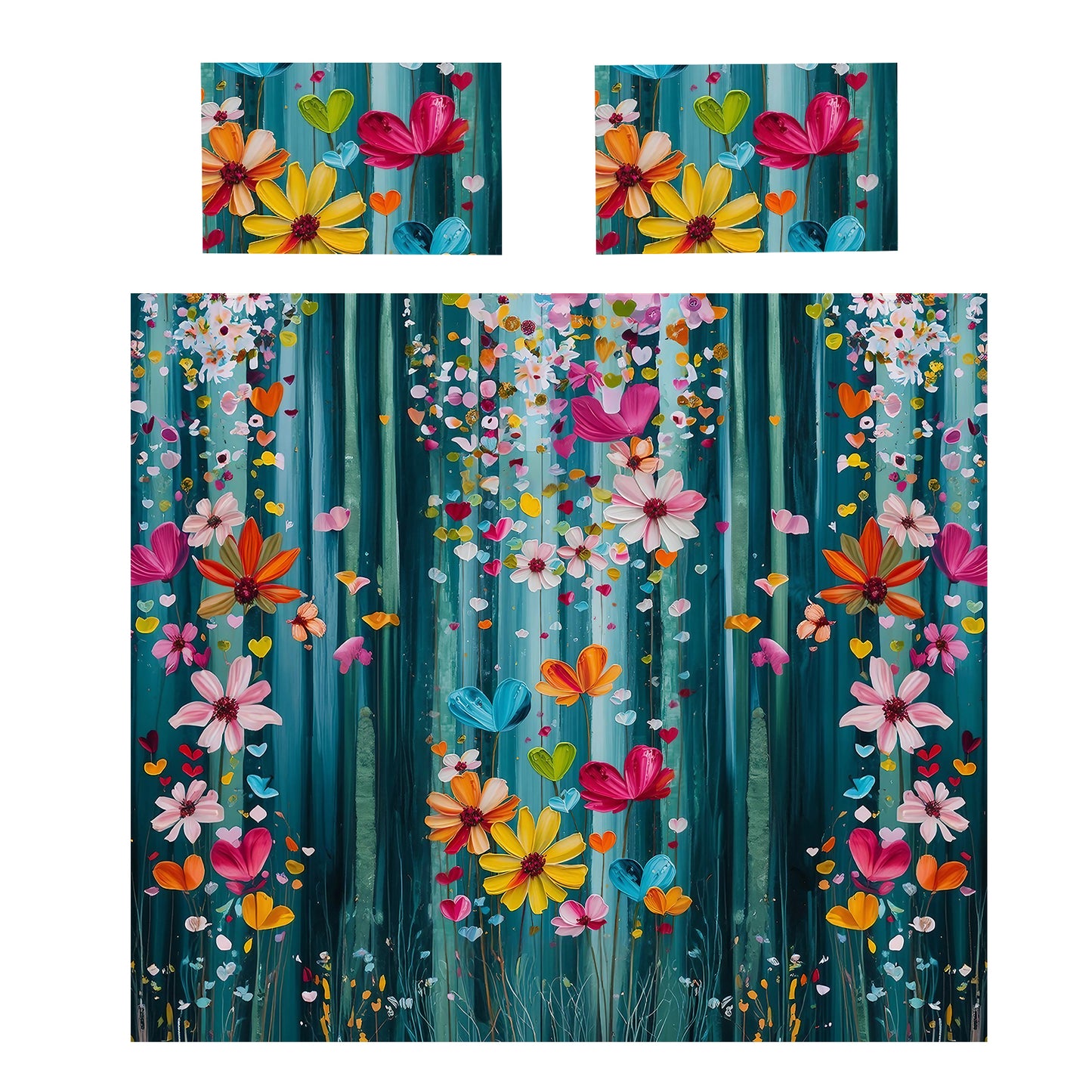 Floating Multicolour Daisies Duvet Cover Set