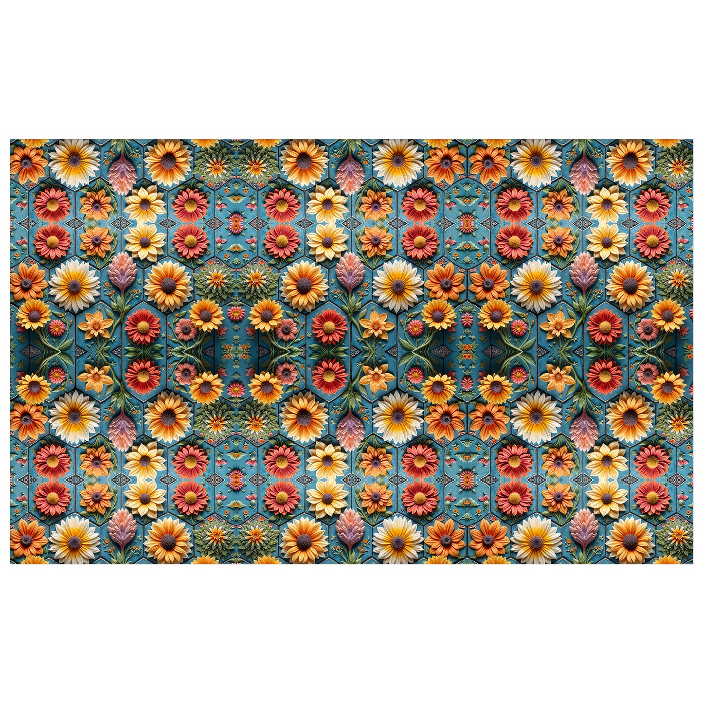 Floral Clay Art Rectangle Tablecloth
