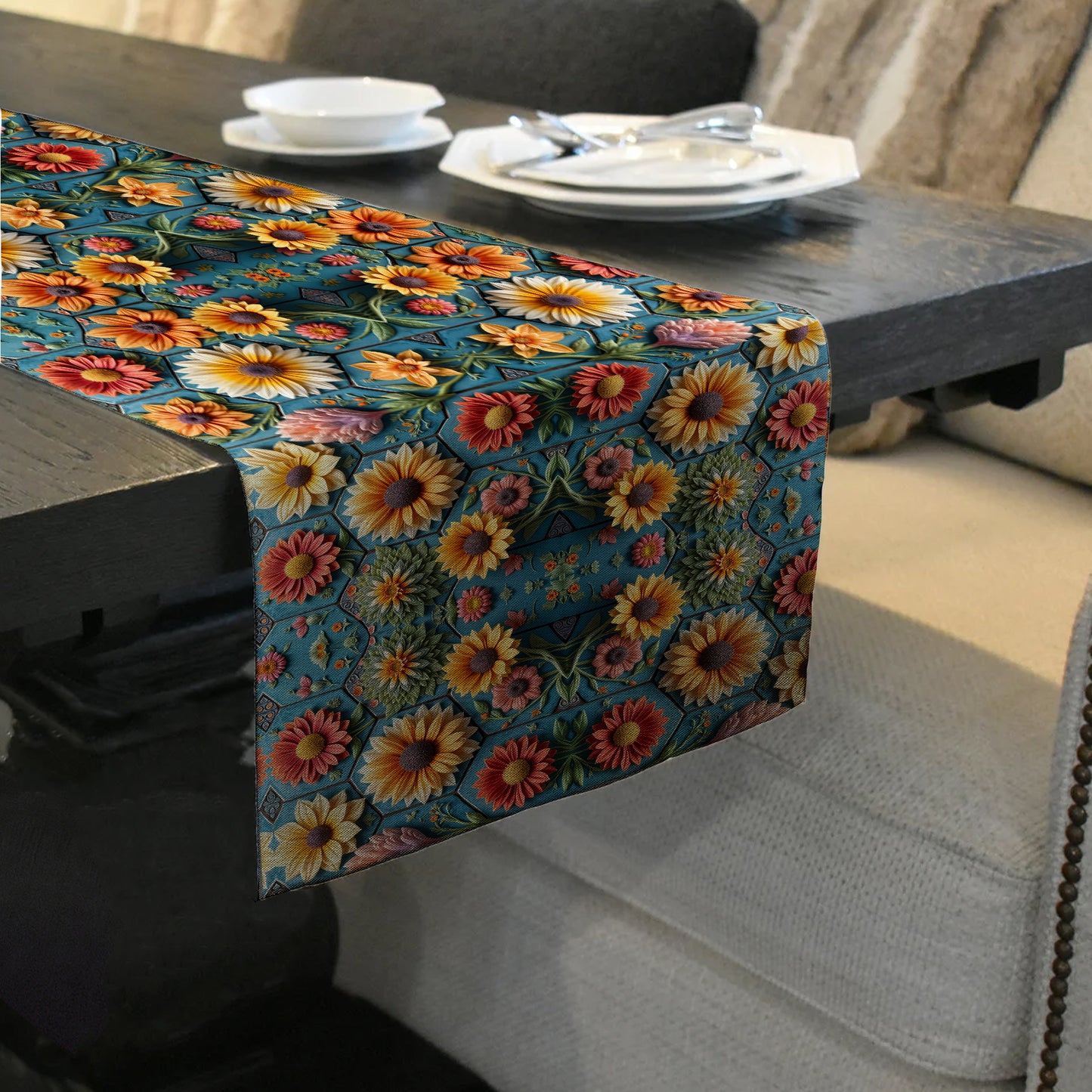 Floral Clay Art Table Runner