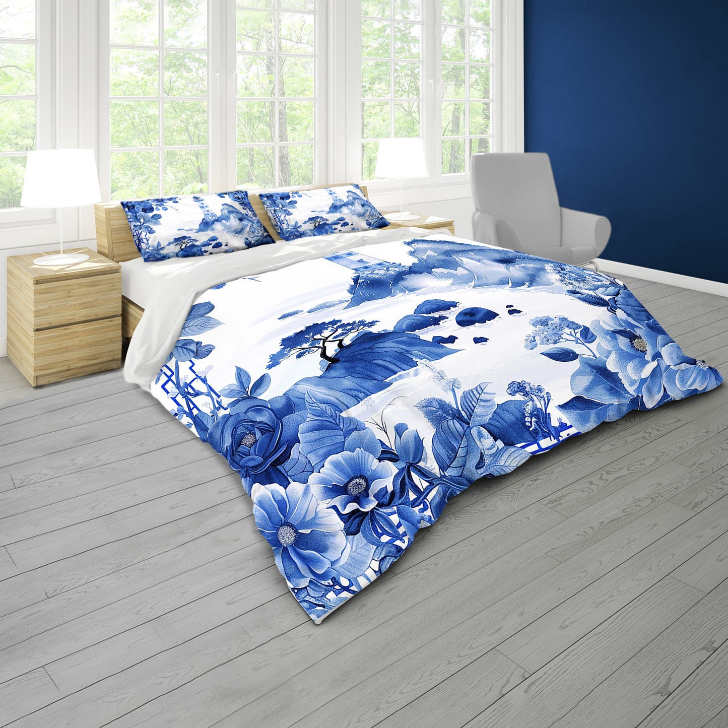 Floral Delft Light Tower Duvet Cover Set by Mark van Vuuren