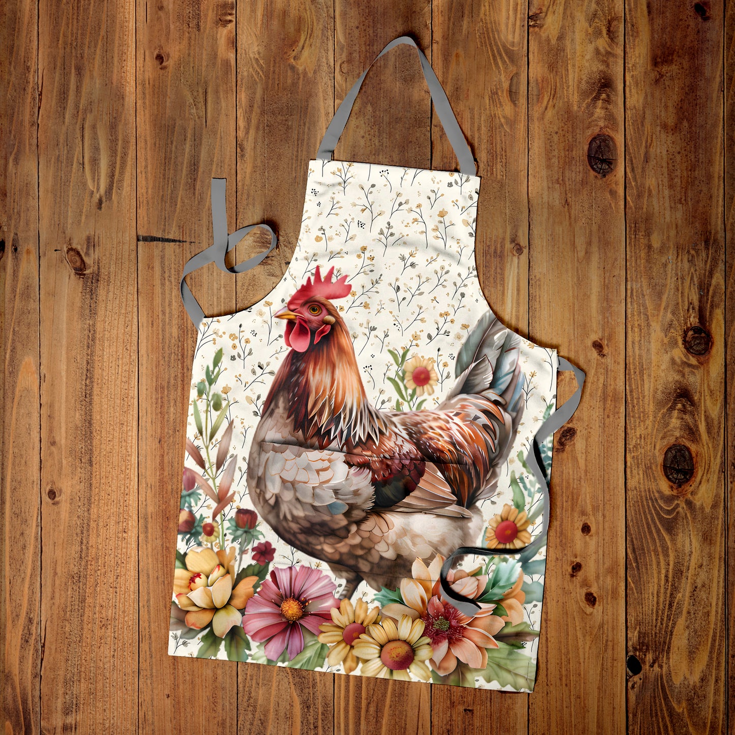 Floral Farm Chicken Apron by Mark van Vuuren