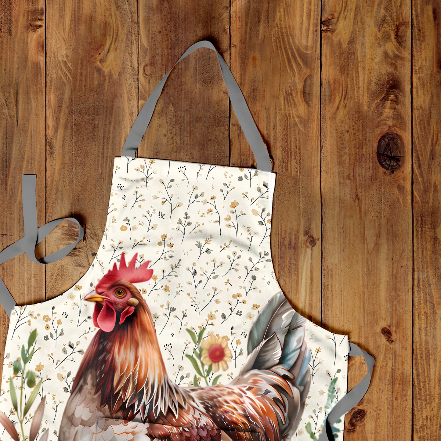 Floral Farm Chicken Apron by Mark van Vuuren