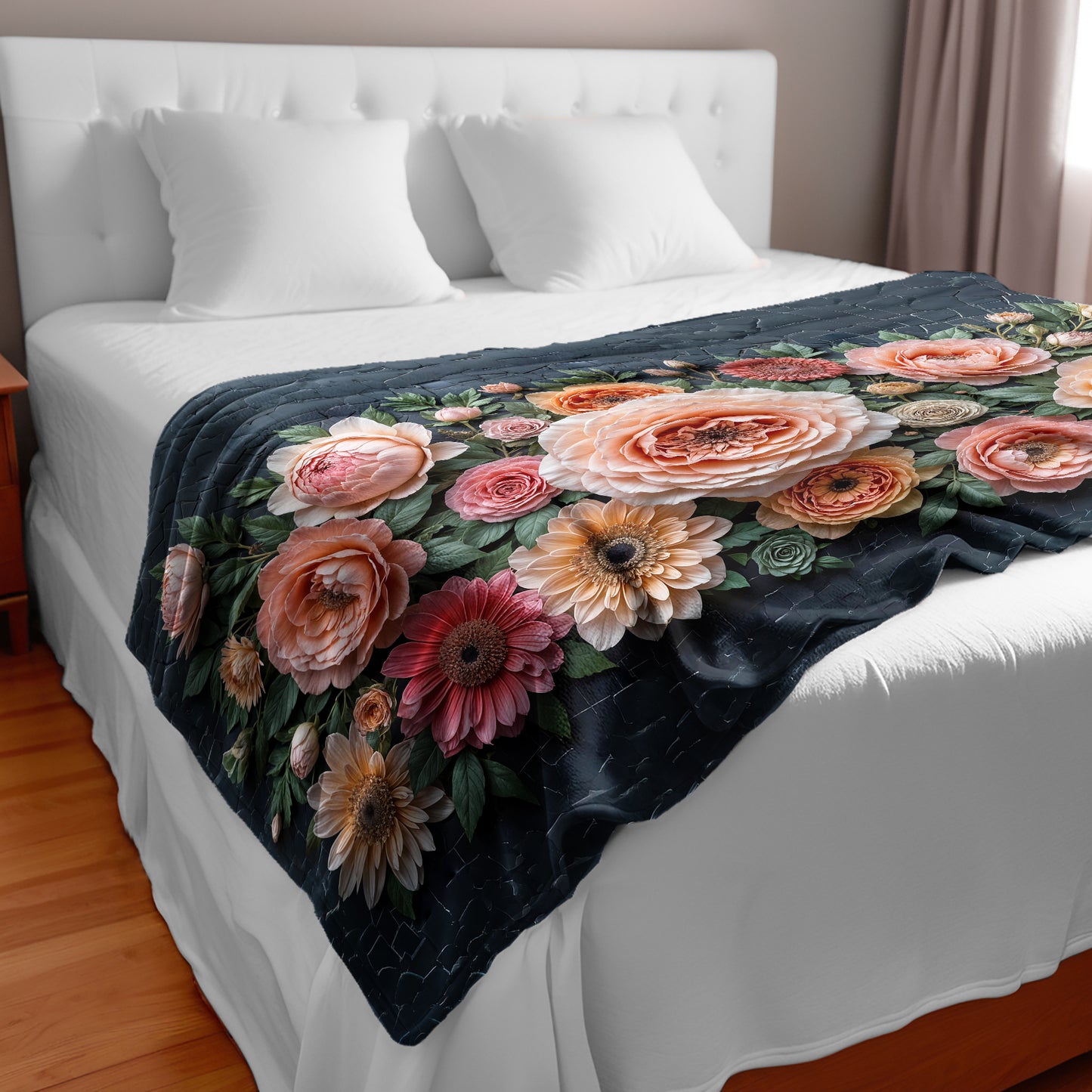 Floral Frame Bed Throw