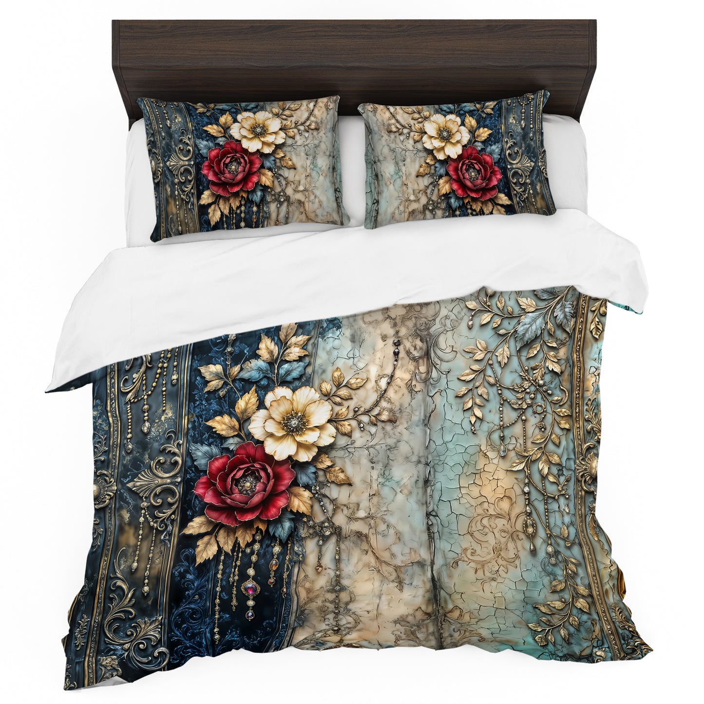 Floral Grunge Duvet Cover Set