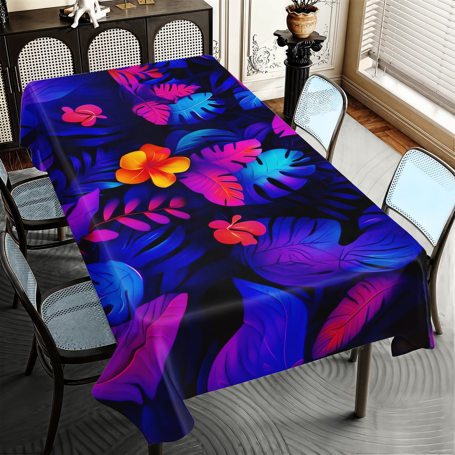 Floral Luminescent Drift Rectangle Tablecloth