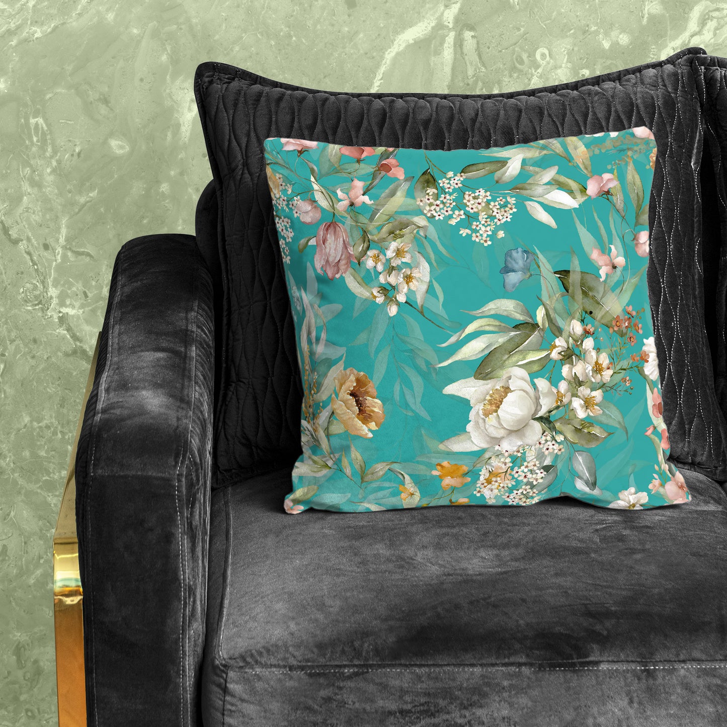 Floral On Dark Cyan Luxury Scatter by Mark van Vuuren