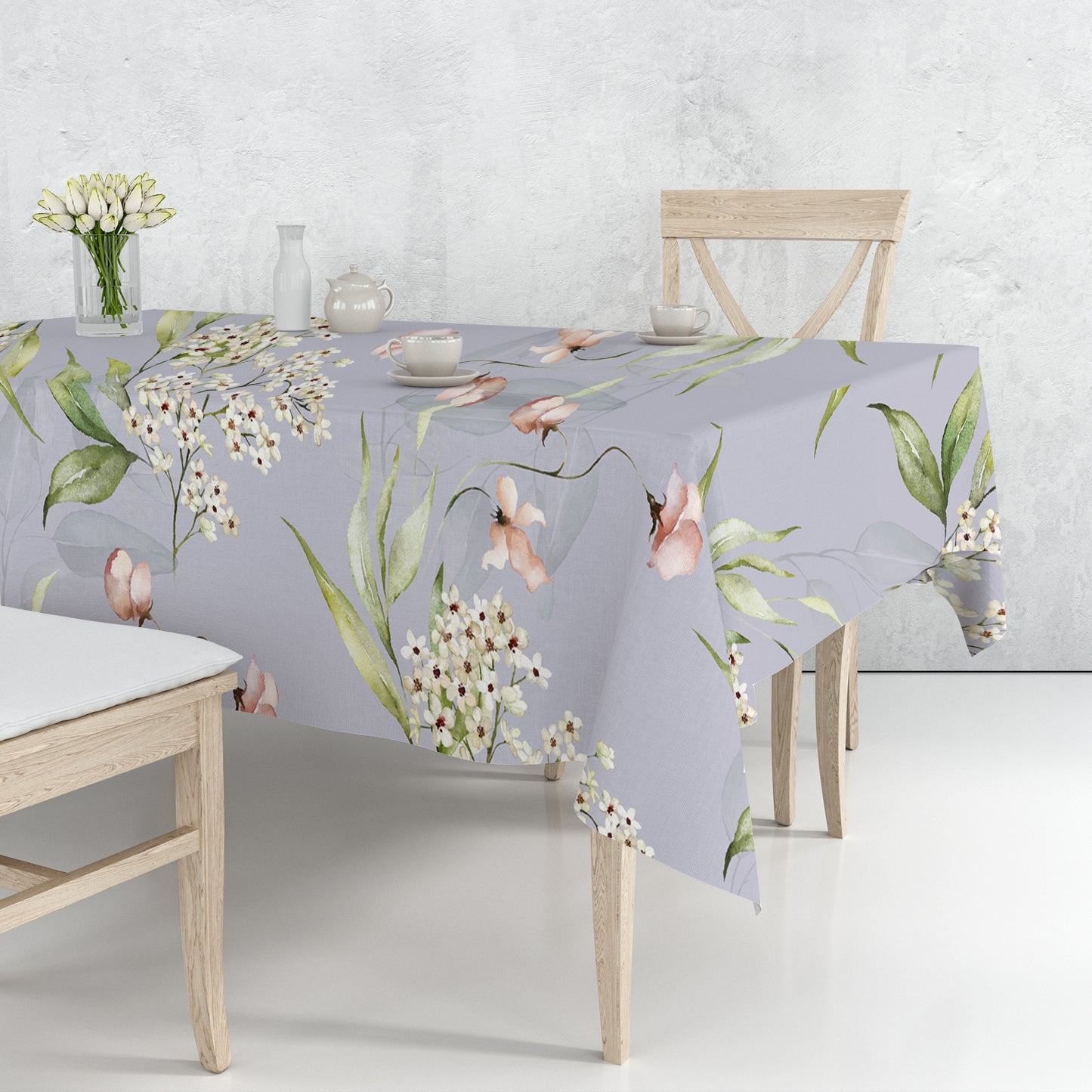 Floral On Lilac Rectangle Tablecloth By Mark Van Vuuren