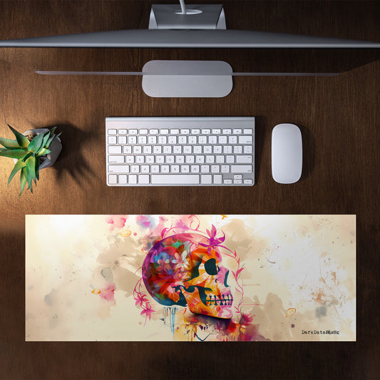 Floral Skull by Wikus Schalkwyk Large Desk Pad