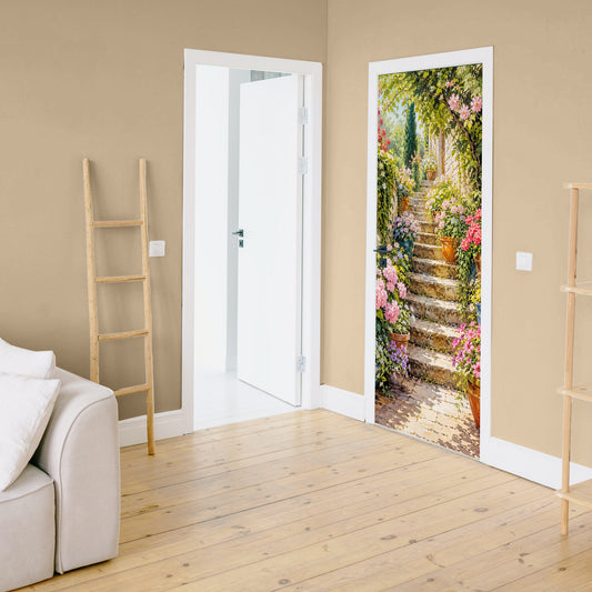 Floral Staircase Door Decoupage