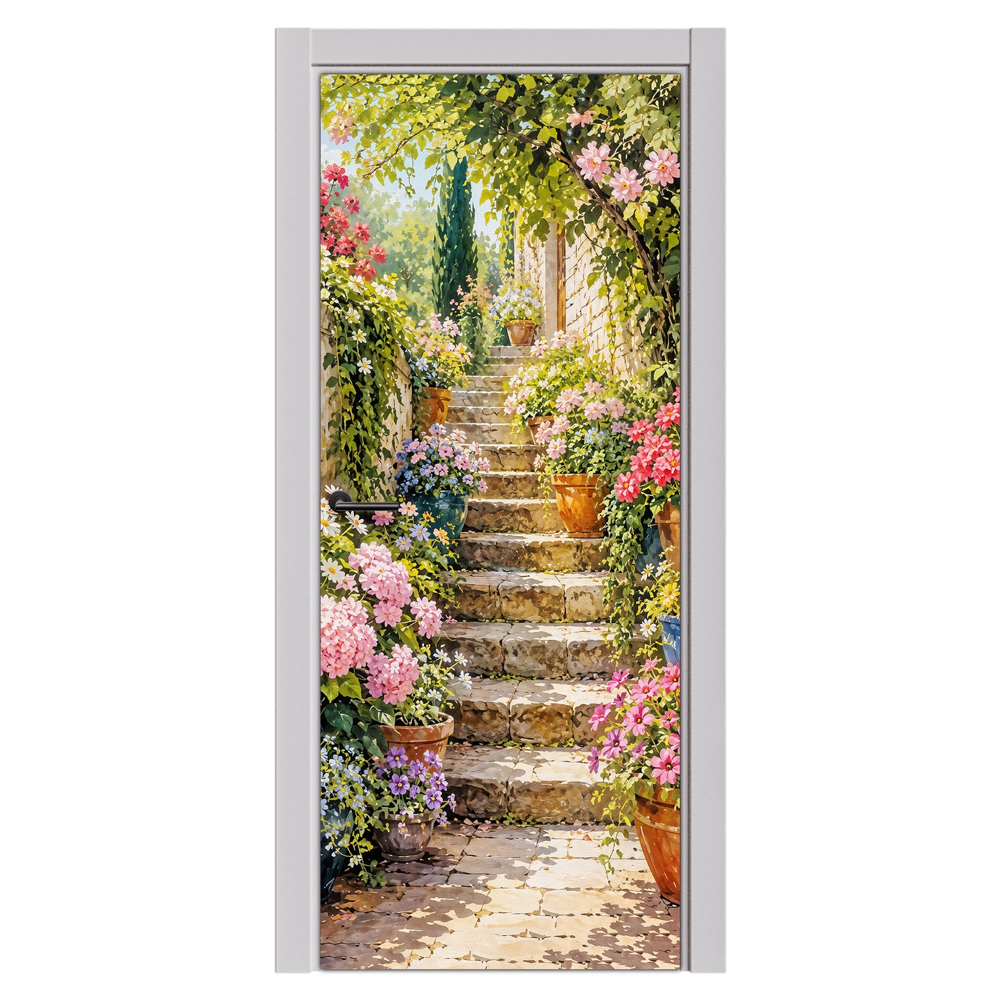 Floral Staircase Door Decoupage