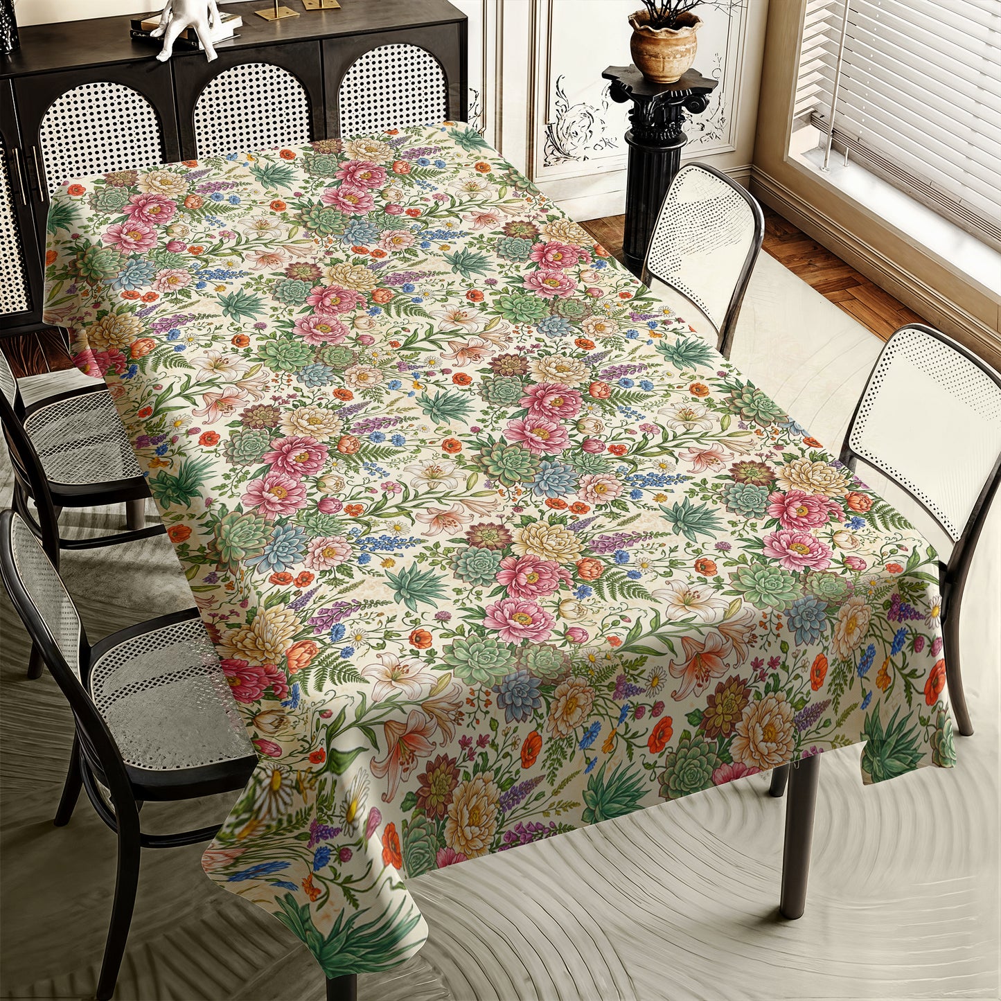 Floral Succulent Rectangle Tablecloth