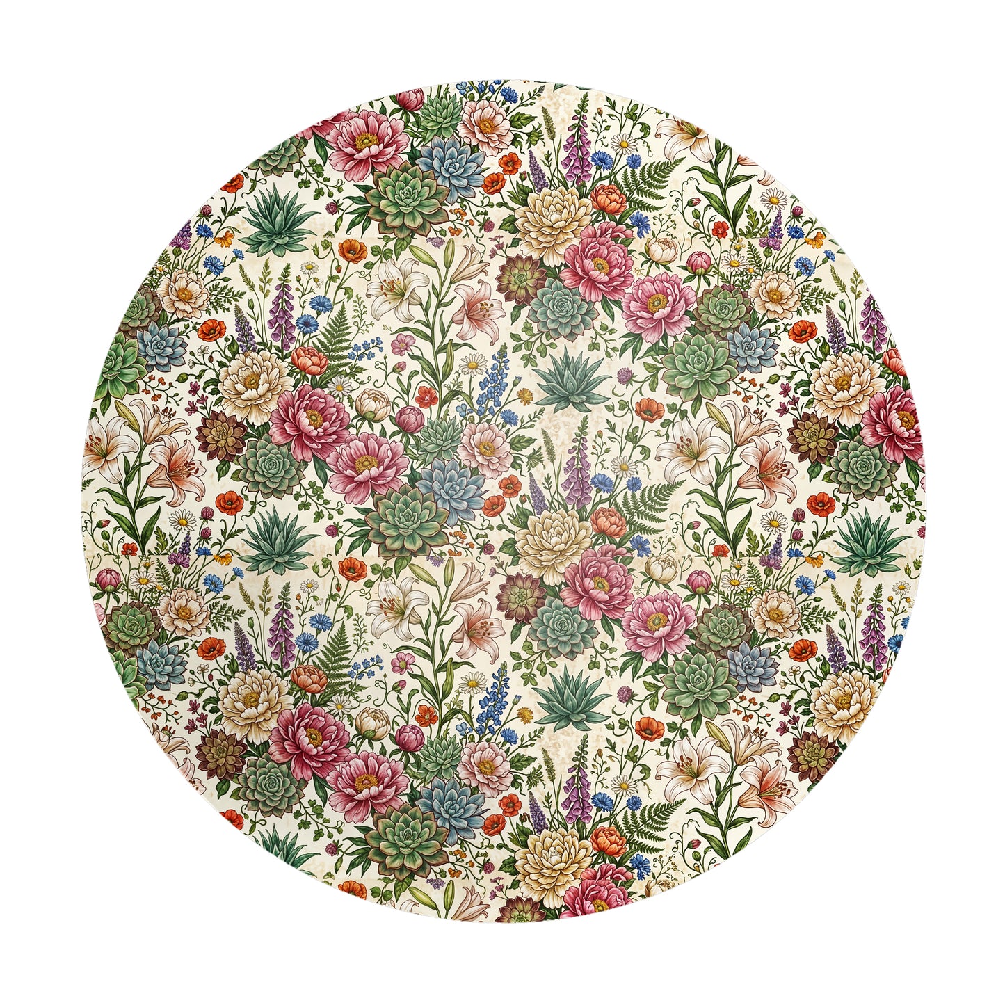 Floral Succulent Round Tablecloth