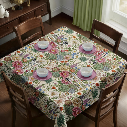 Floral Succulent Square Tablecloth