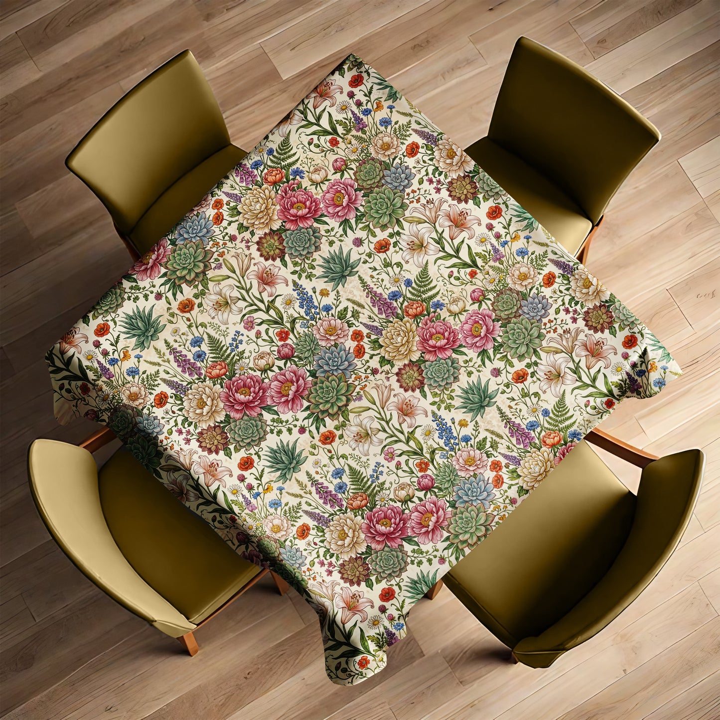 Floral Succulent Square Tablecloth